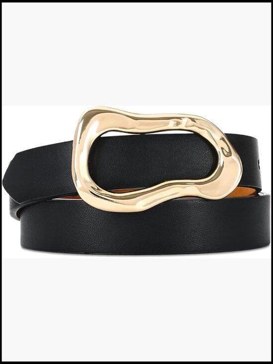 Faux Leather Belt with Gold Buckle for Jeans and Dresses main image 5